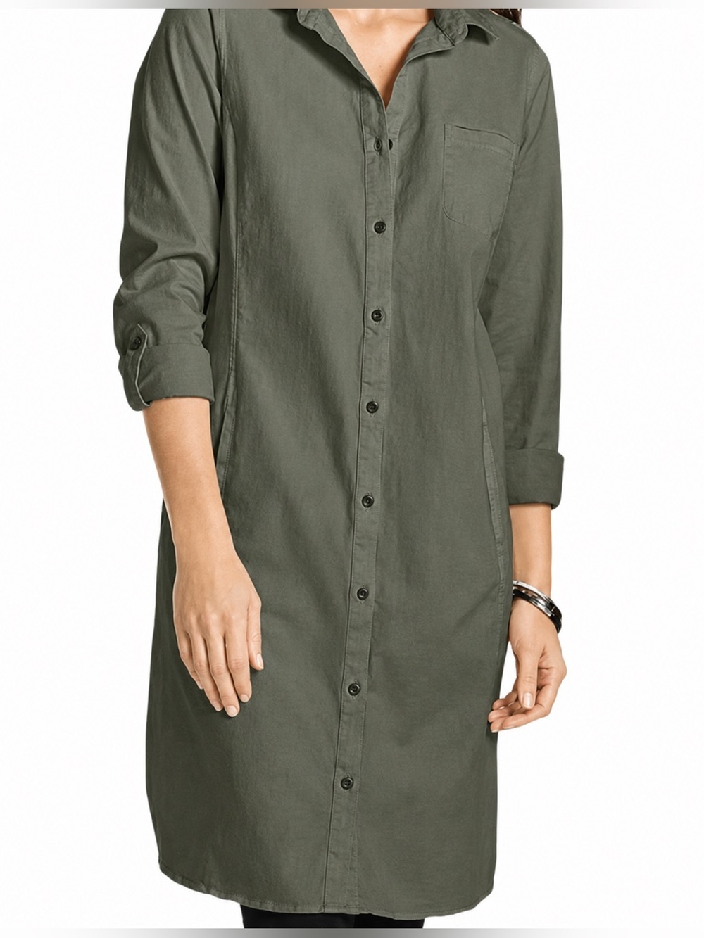 J Jill army green shirt dress, 8P